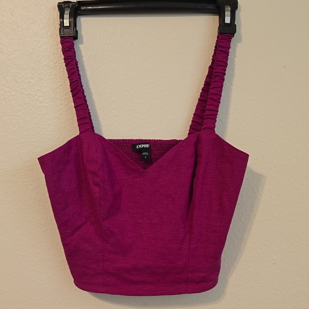 Express Pink Ruched Crop Tank Top